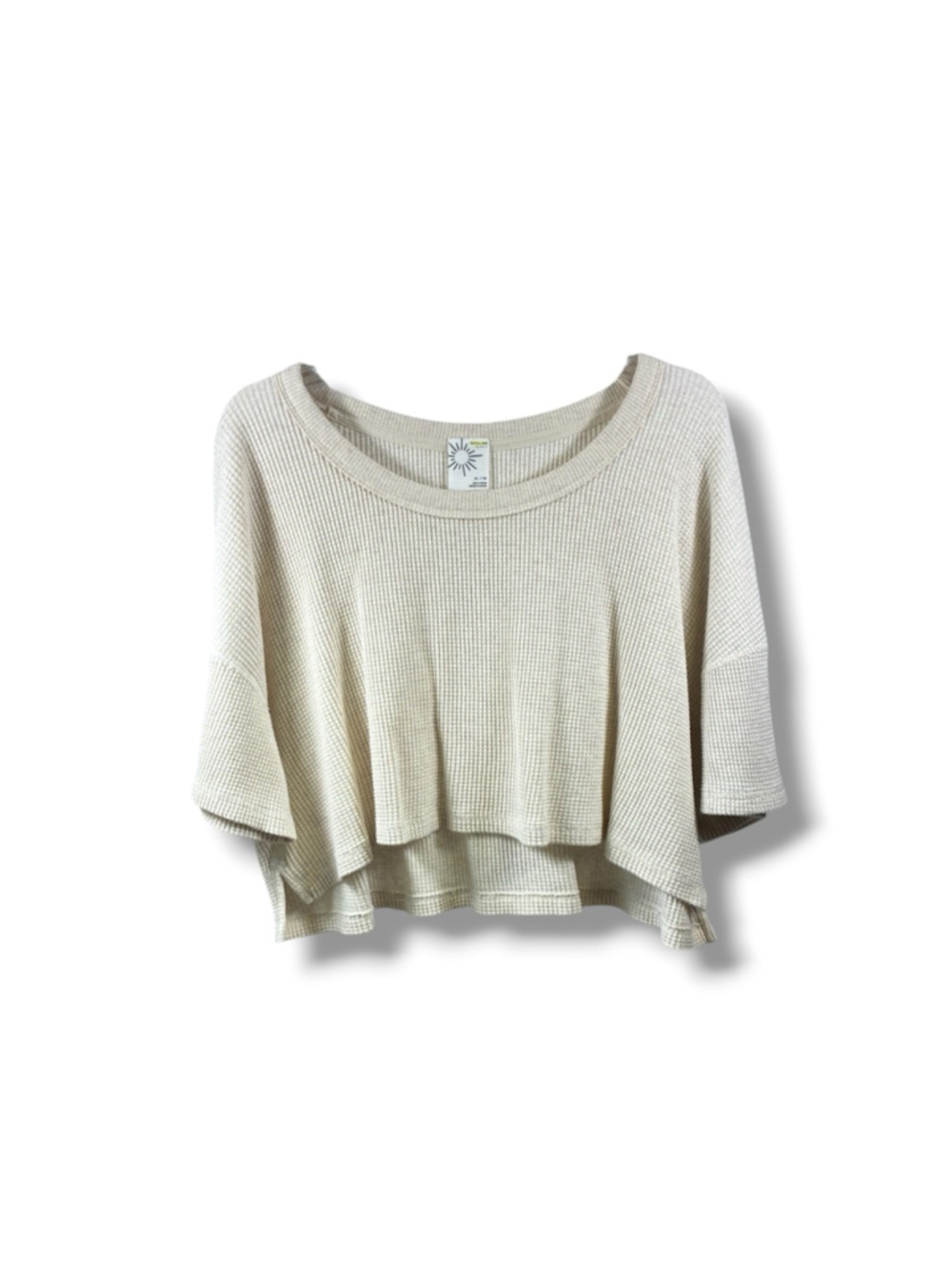 Aerie Waffle Knit Short Sleeve Tee in Beige Size XL